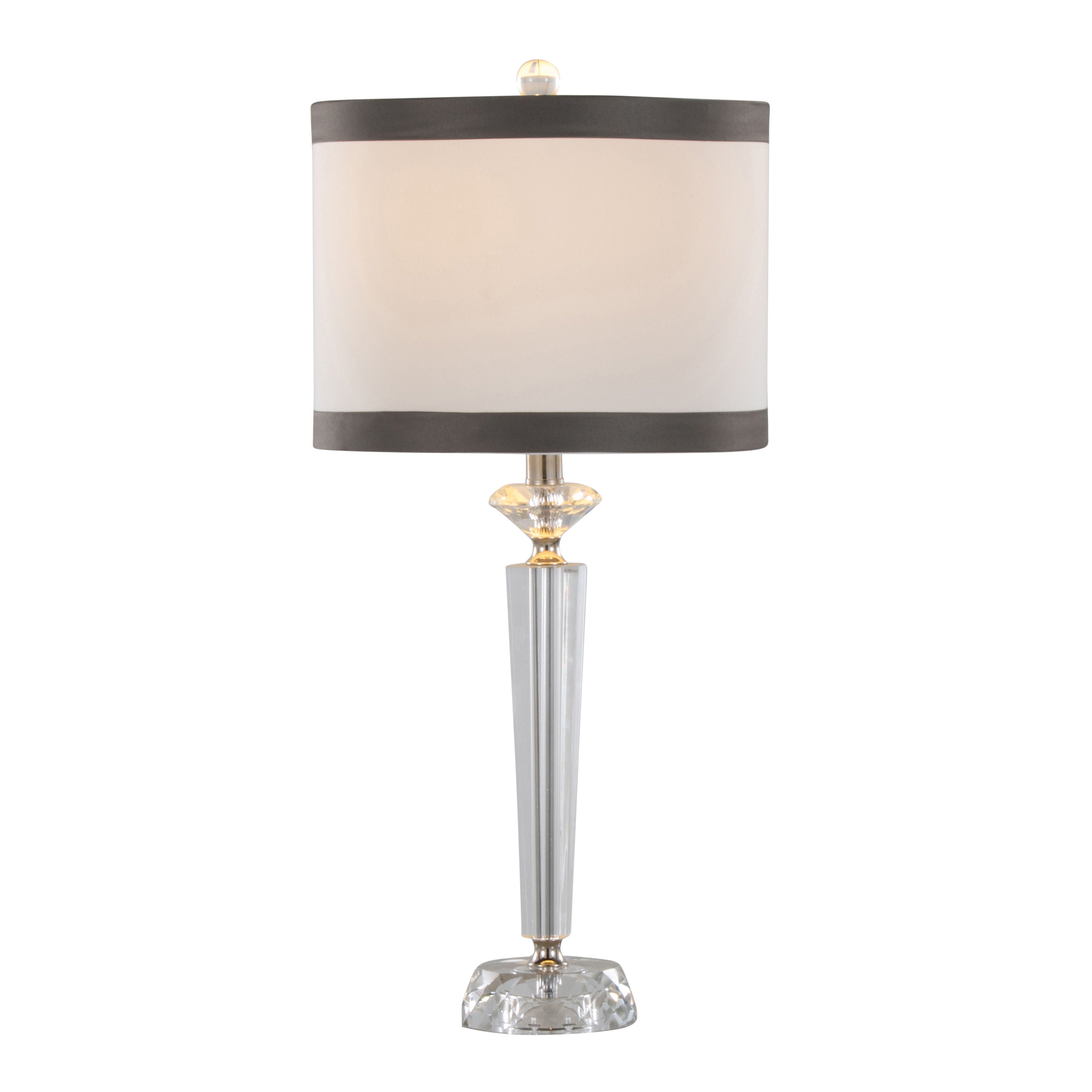 Diamond - Torch Crystal Contemporary Table Lamp (Set of 2) - Clear / Off White / Dark Gray / Polished Nickel