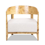 Madrid - Burl Barrel Accent Arm Chair - Seashell White by Jennifer Taylor Home | Bel Furniture