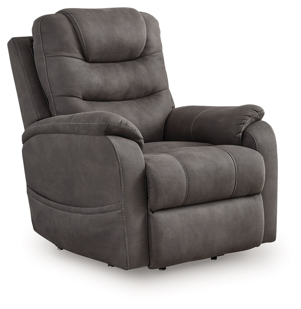 Snowfield - Gunmetal - Power Lift Recliner by Signature Design by Ashley® | Bel Furniture
