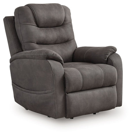 Snowfield - Gunmetal - Power Lift Recliner by Signature Design by Ashley® | Bel Furniture