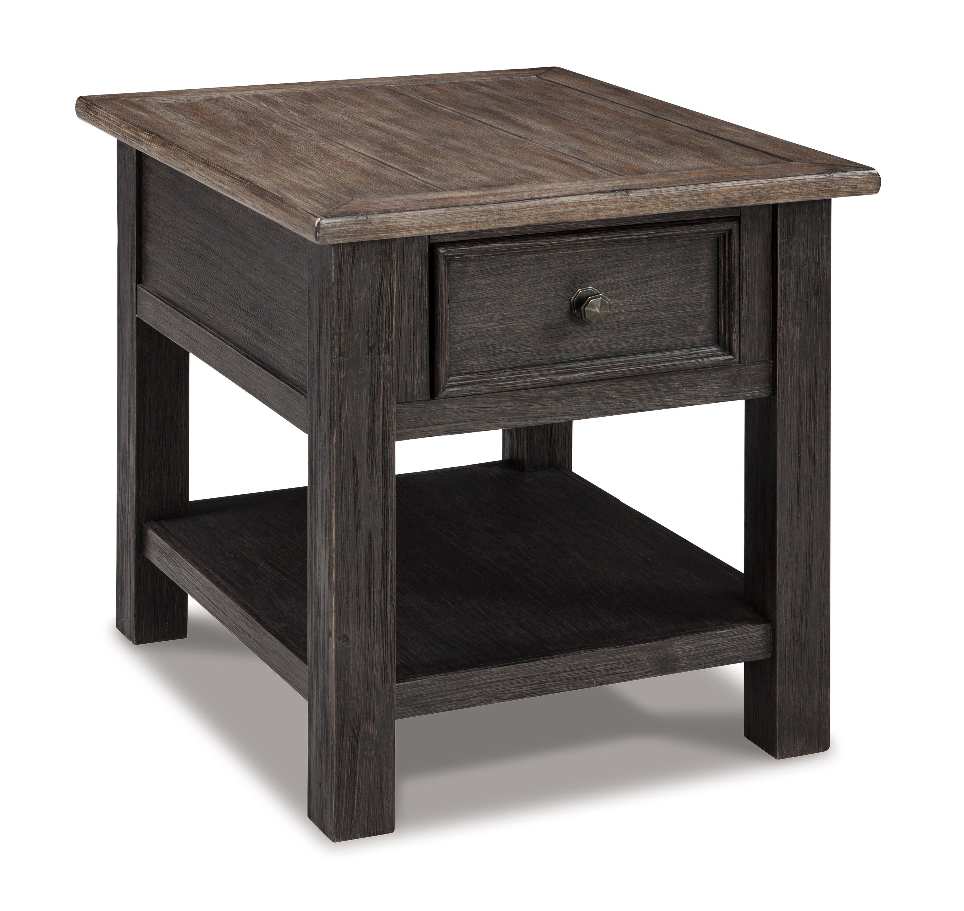 Tyler - Grayish Brown / Black - Rectangular End Table