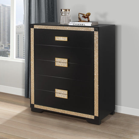 Lively - Chest With Glitter Detail And Thick Bar Handle Hardware - Black - view 8