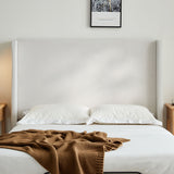 Caron - Queen Size Upholstered Wingback Bed With Adjustable Base Bundle Set - Ivory