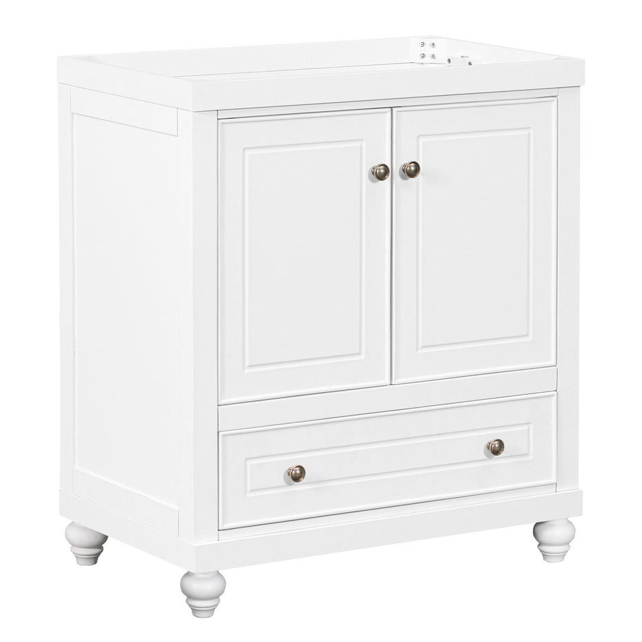 Bathroom Vanity Without Sink, Base Only, Cabinet With Doors And Drawer, Solid Frame And MDF Board - White