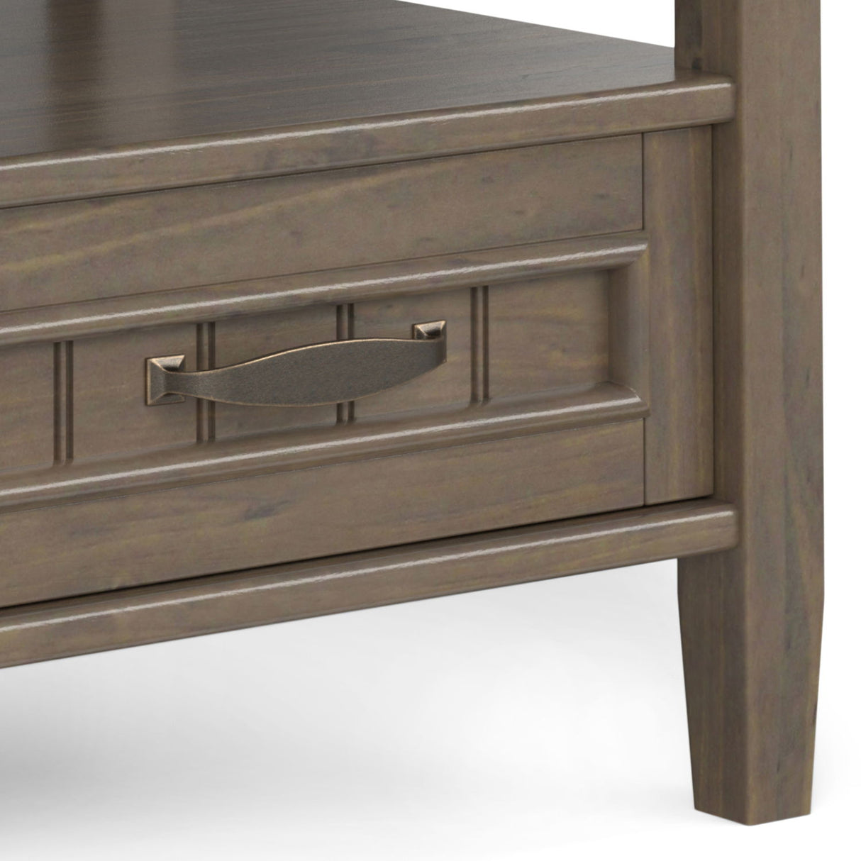 Lev - End Table With Bottom Drawer - Smoky Brown by Simpli-Home | Bel Furniture
