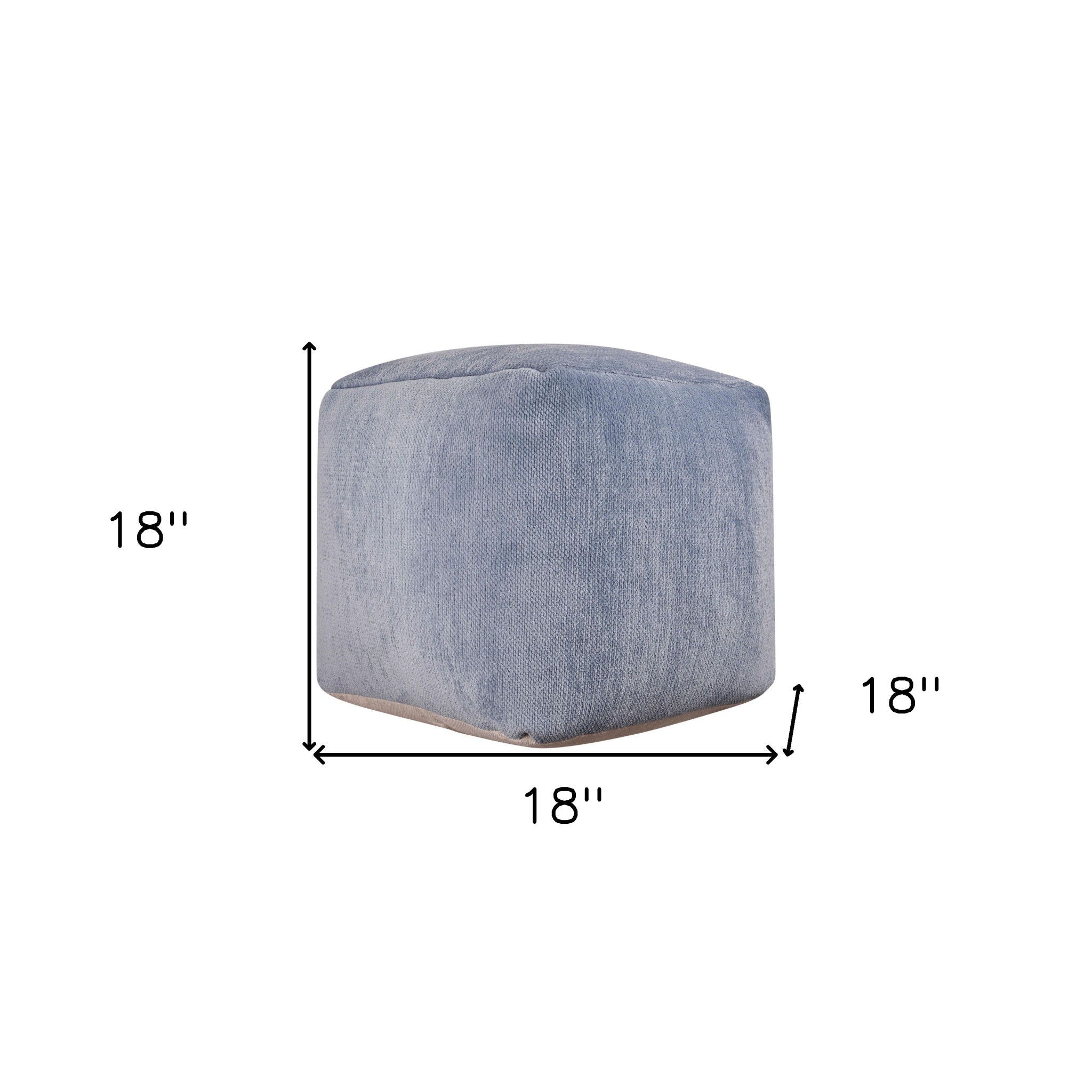 Chenille Cube Pouf Ottoman - Blue