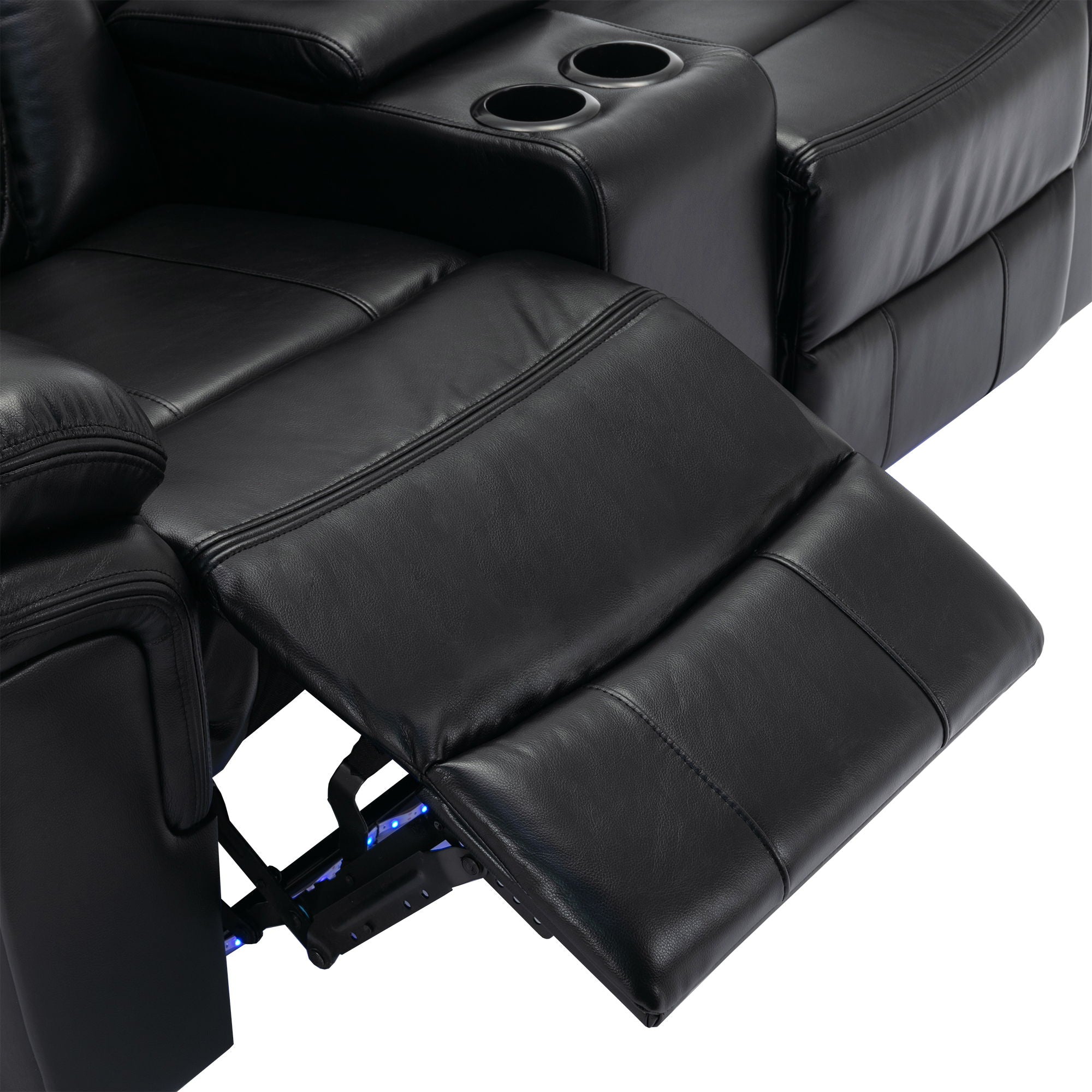 Home Theater Seating Manual Recliner Loveseat With Hide-Away Storage, Cup Holders And Led Light Strip For Living Room