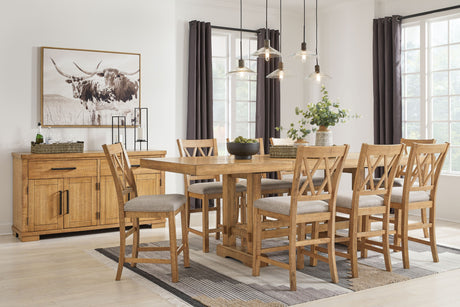 Havonplane - Counter Dining Set Light Brown 10 Pc. Table, 8 Barstools, Server by Signature Design by Ashley® | Bel Furniture