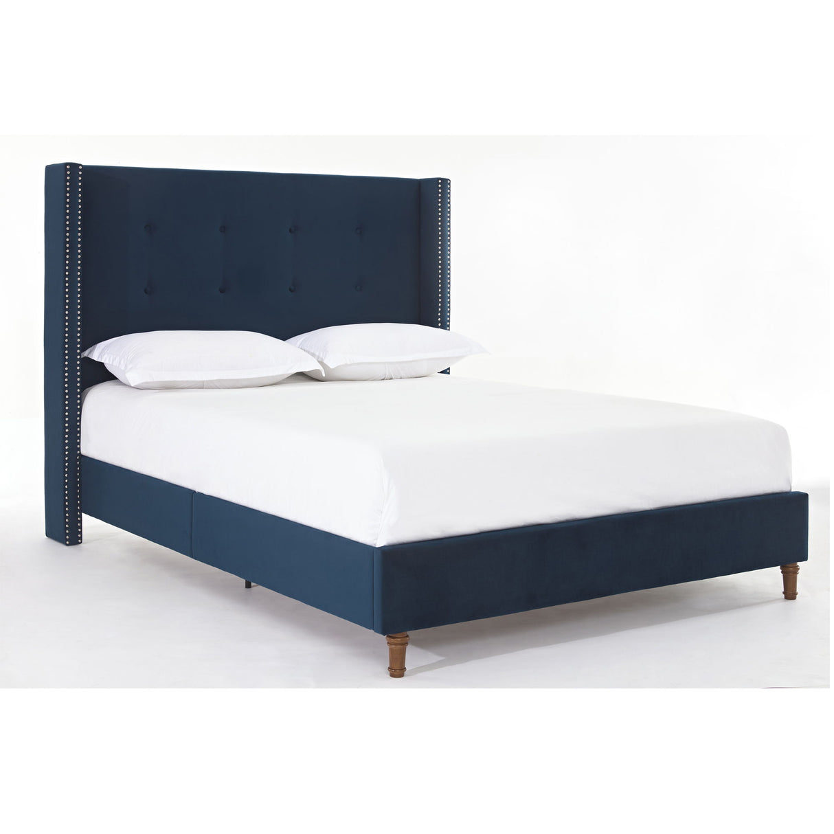 Peyton - Upholstered Bed With 54" High Headboard, Traditional Hand Buttoned Tufting