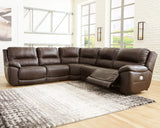 Dunleith - Power Reclining Sectional Dark Brown 5 Pc. Power Reclining Sectional by Signature Design by Ashley® | Bel Furniture