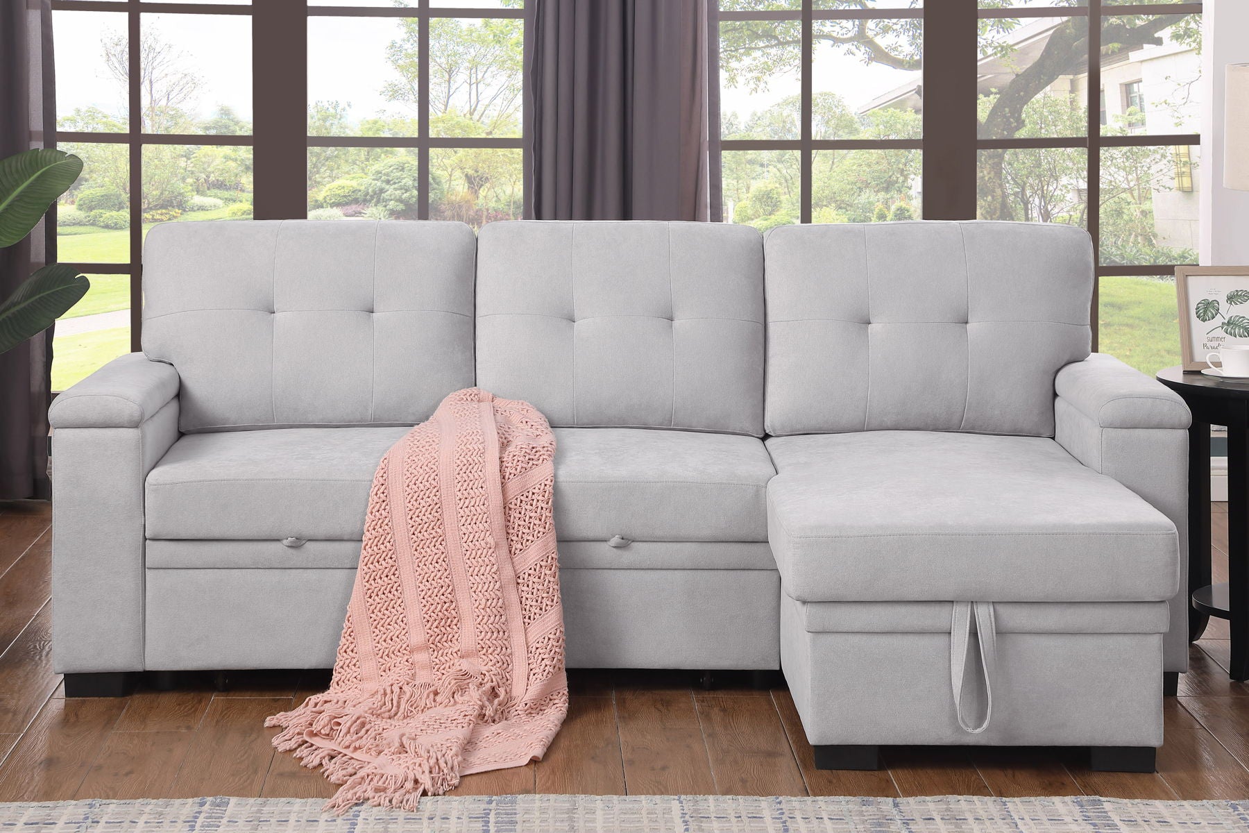 Lucca II - 84.5"W Reversible Sleeper Sectional Sofa with Storage Chaise