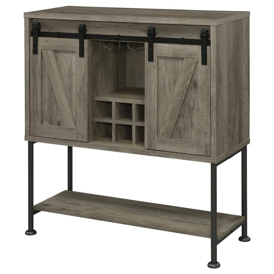 Claremont - Sliding Door Home Bar Wine Cabinet - Gray Driftwood