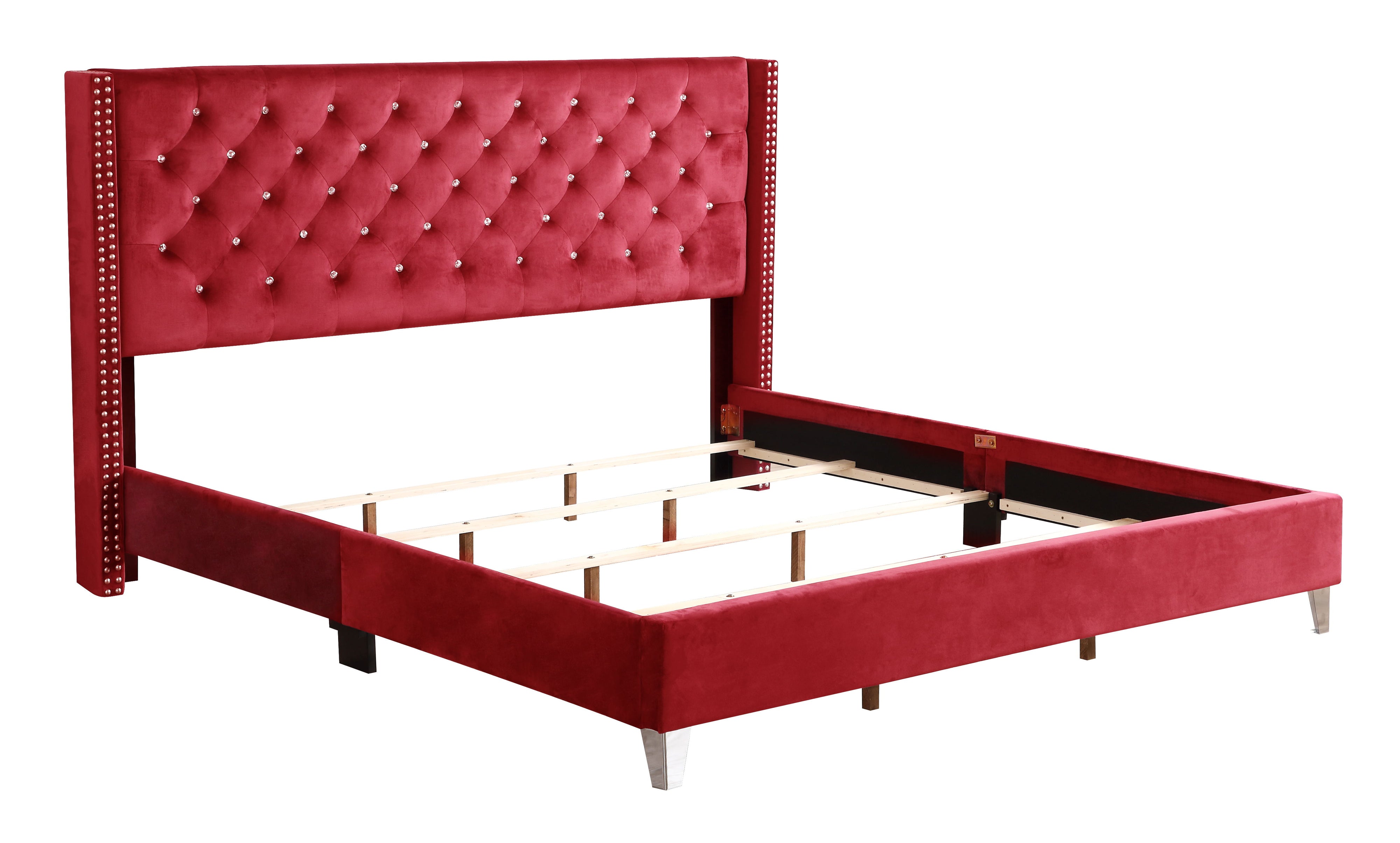 Julie - Upholstered Bed With Faux Diamonds