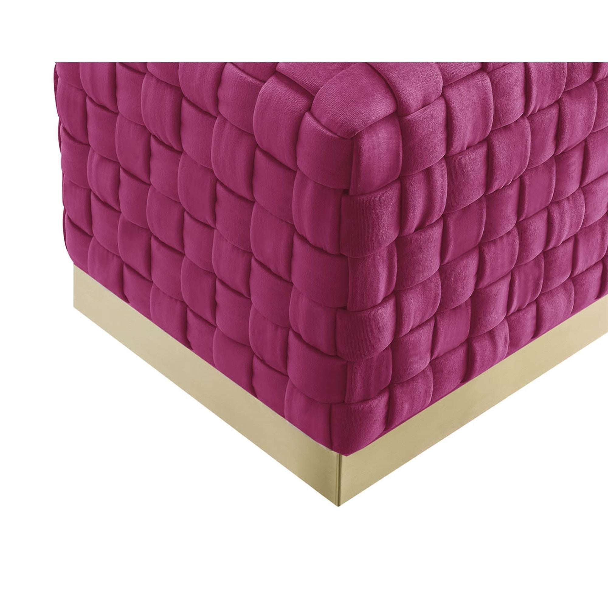 Velvet Ottoman - Fuchsia / Gold