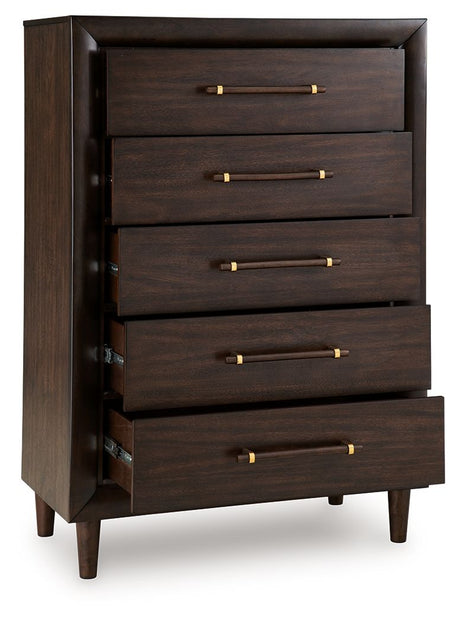 Dantenton - Five Drawer Chest - Merlot - view 6
