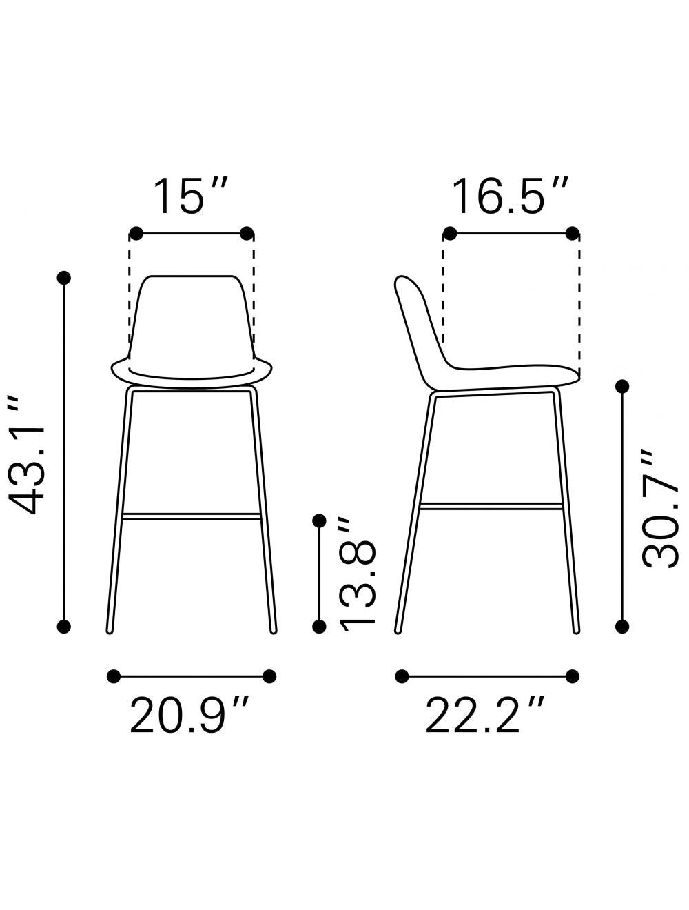 Steel Low Back Bar Height Bar Chair - Gray / Black