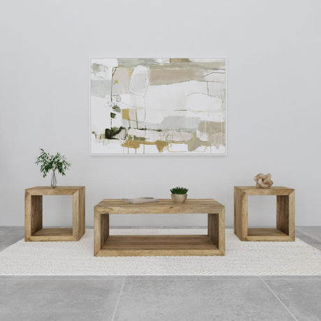 Benton - Coffee And End Table Set Light Brown 3 Pc. Coffee Table, 2 End Tables by Coaster Fine Furniture | Bel Furniture