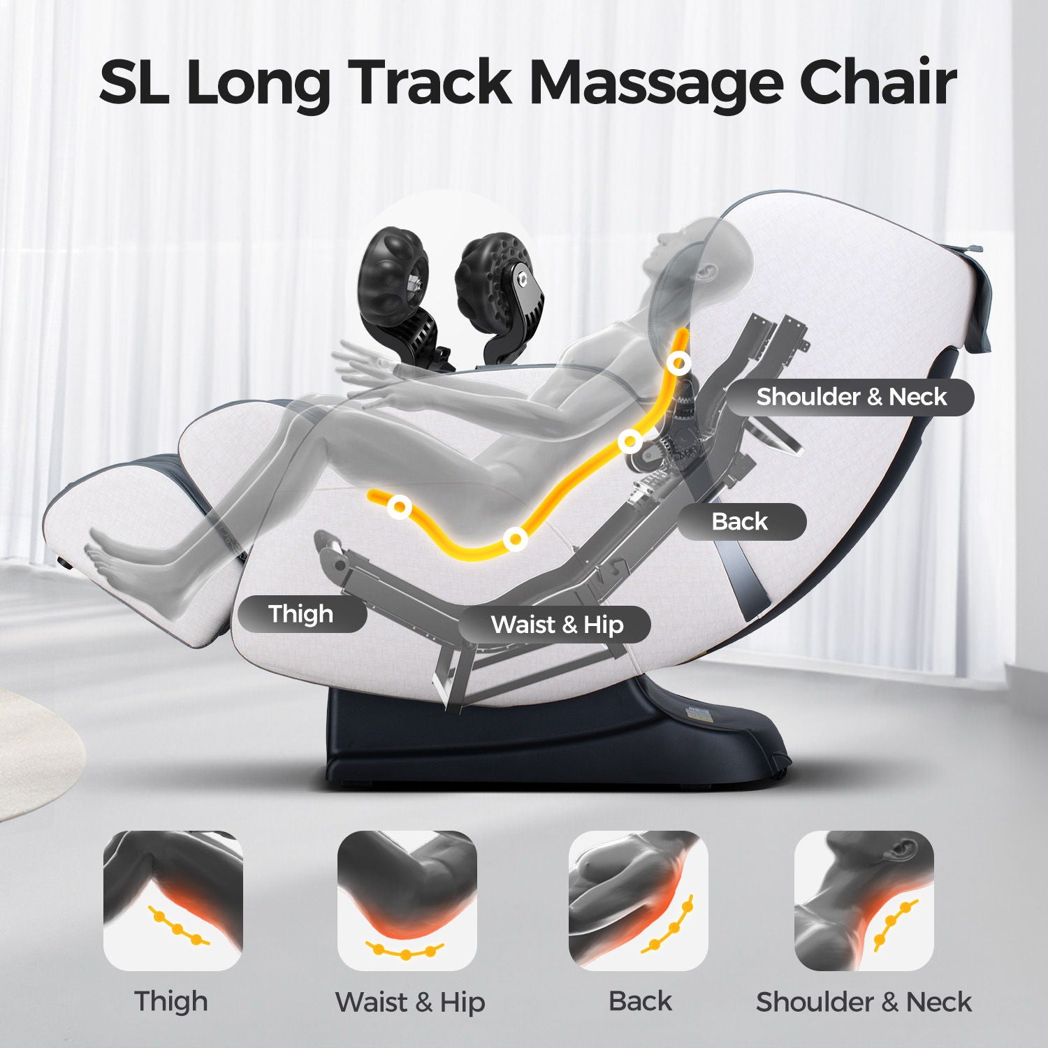 Bosscare - 3D Shiatsu Recline Massage Zero Gravity Full Body Chair With Waist Heating