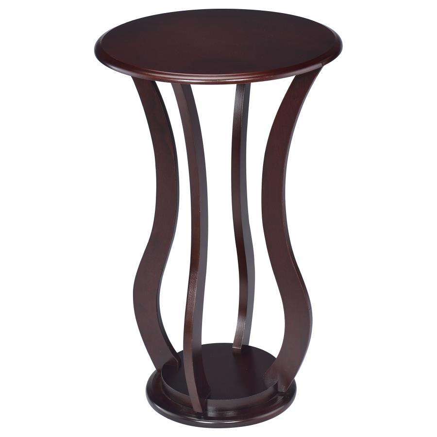 Elton - Round Top Accent Side Table Dark Red by CoasterEveryday | Bel Furniture