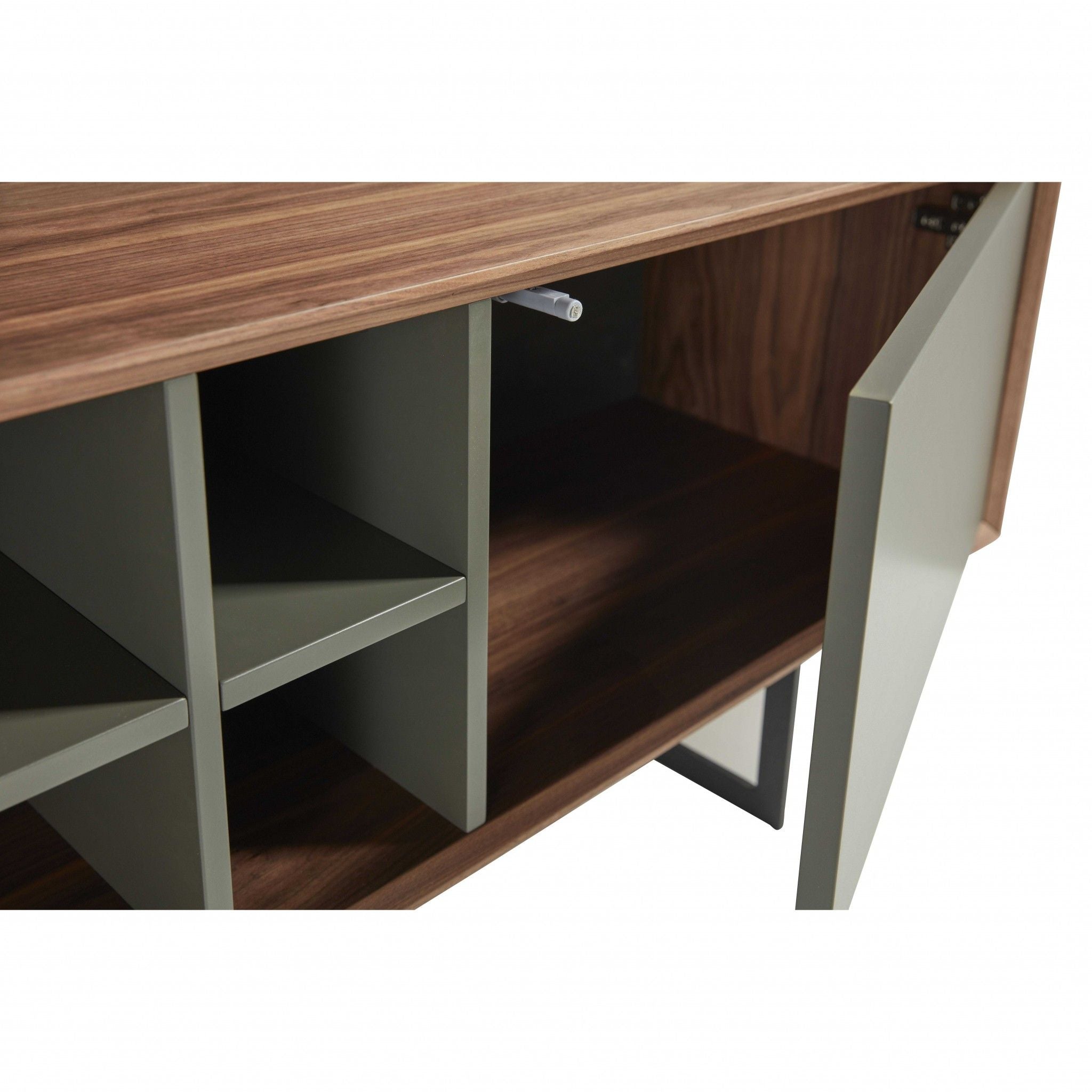 Media TV Stand In Walnut - Dark Gray