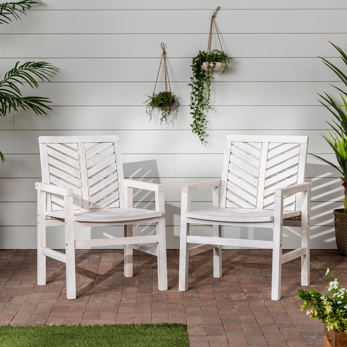 Modern 2 Piece Chevron Patio Chairs by Walker Edison | Bel Furniture