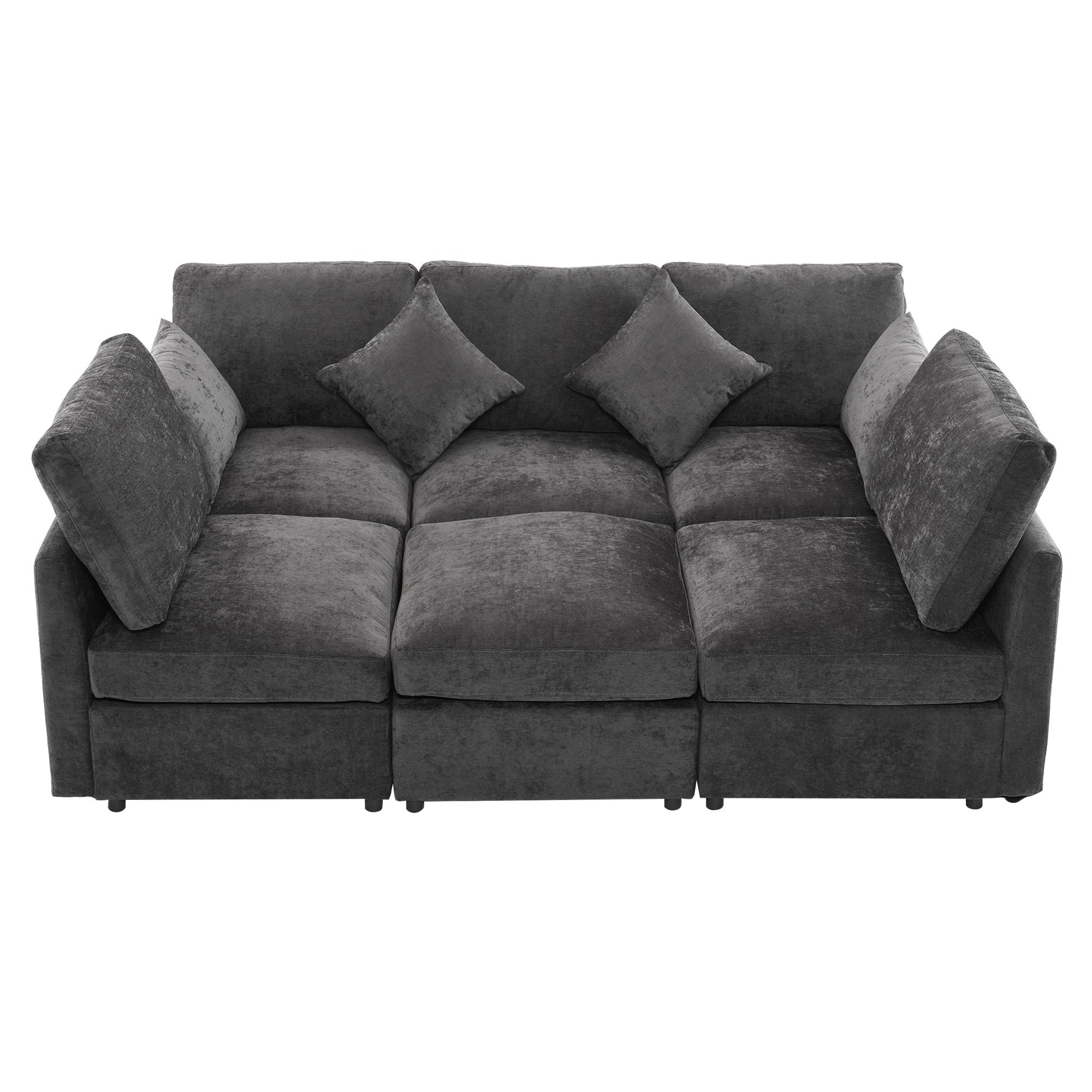 Sectional Sofa Modular Sofa U - Shaped Sofa Couch Sofa Bed L - Shaped Sofa With A Movable Ottoman And Two USB Ports For Living Room