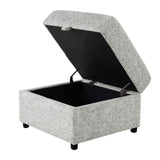 Emiliano - Sectional Sofa With 3 Pillows And Storage Ottoman - Nickel