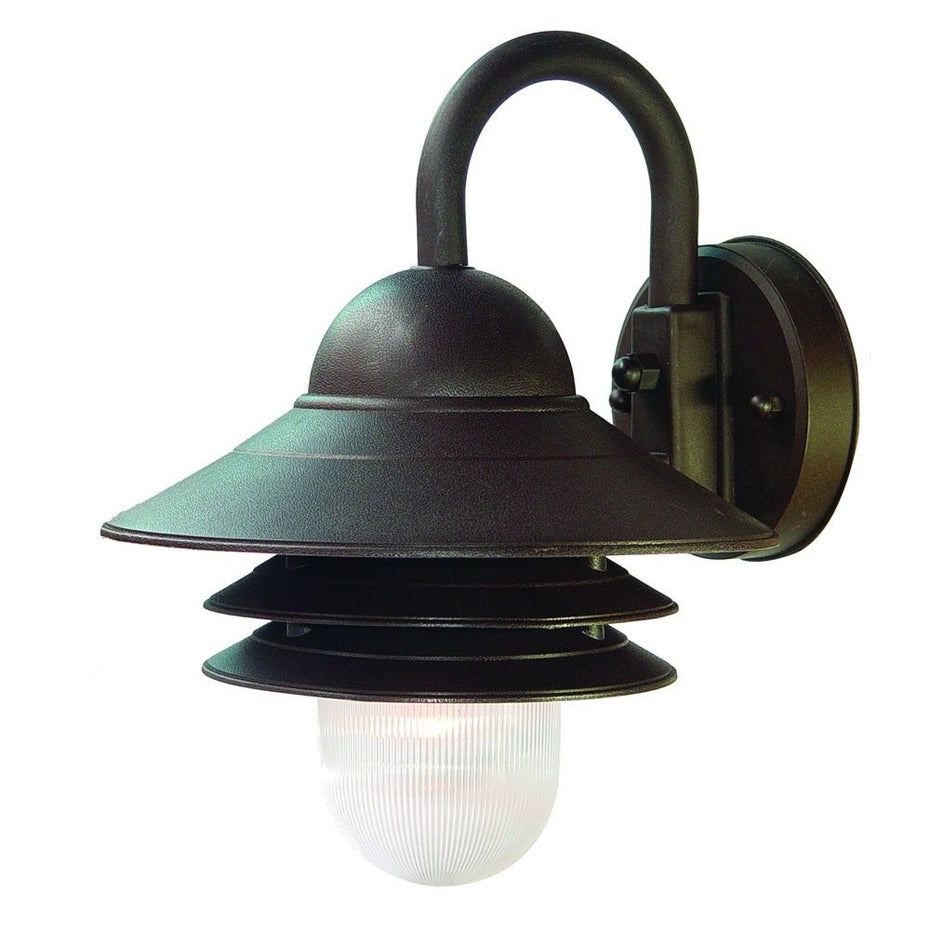 Three Tier Lamp Shade Outdoor Wall Light - Antique Bronze