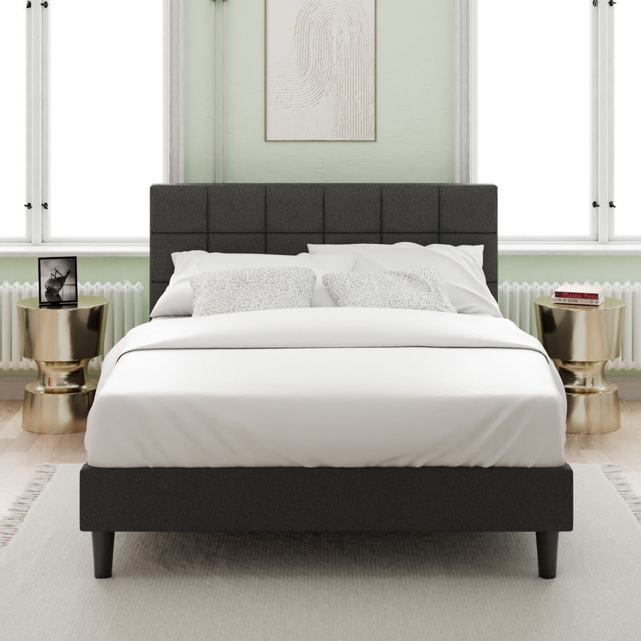 Upholstered Platform Bed Square Stitch