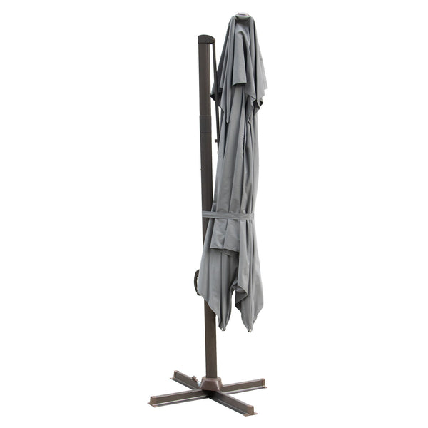 Polyester Square Tilt Cantilever Patio Umbrella With Stand - Dark Gray