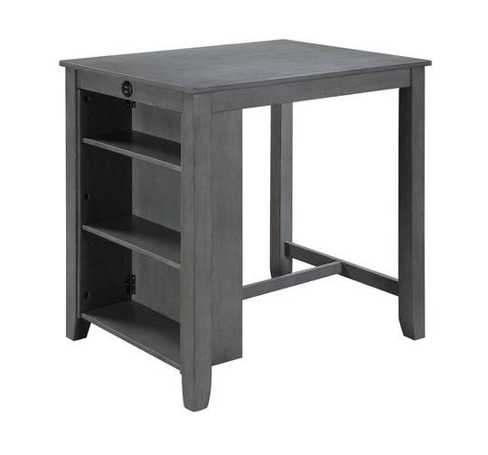 Graham - Small Space Counter Height Dining Table With USB Charging Ports And Shelves Dark Gray by Lilola Home | Bel Furniture