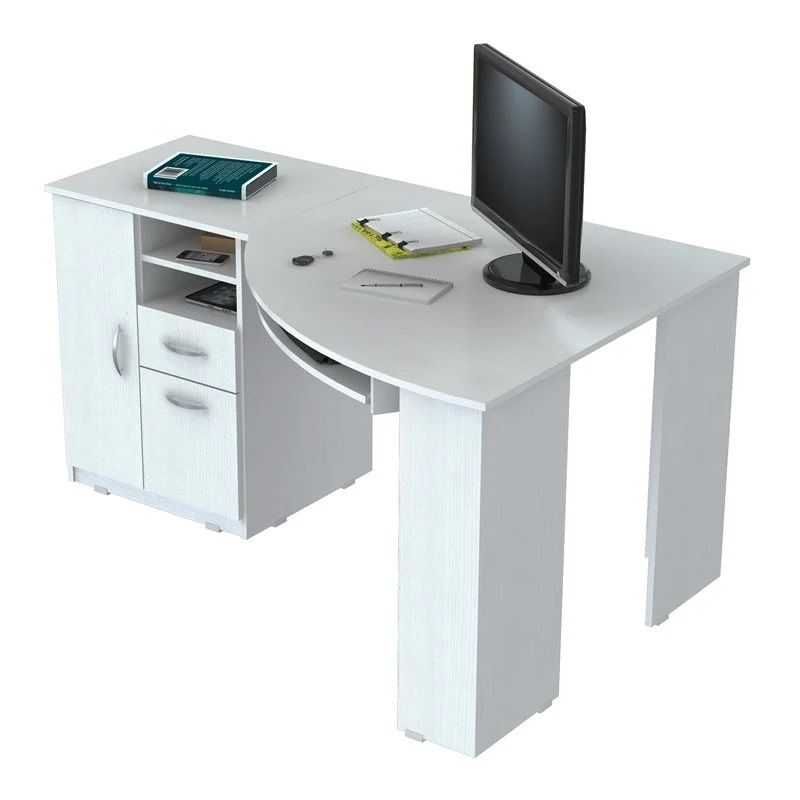 Computer Desk With Two Drawers - White