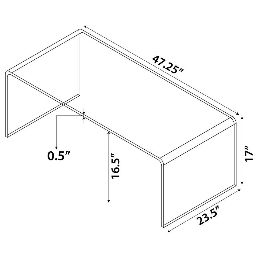 Ripley - Rectangular Tempered Bent Glass Coffee Table - Clear