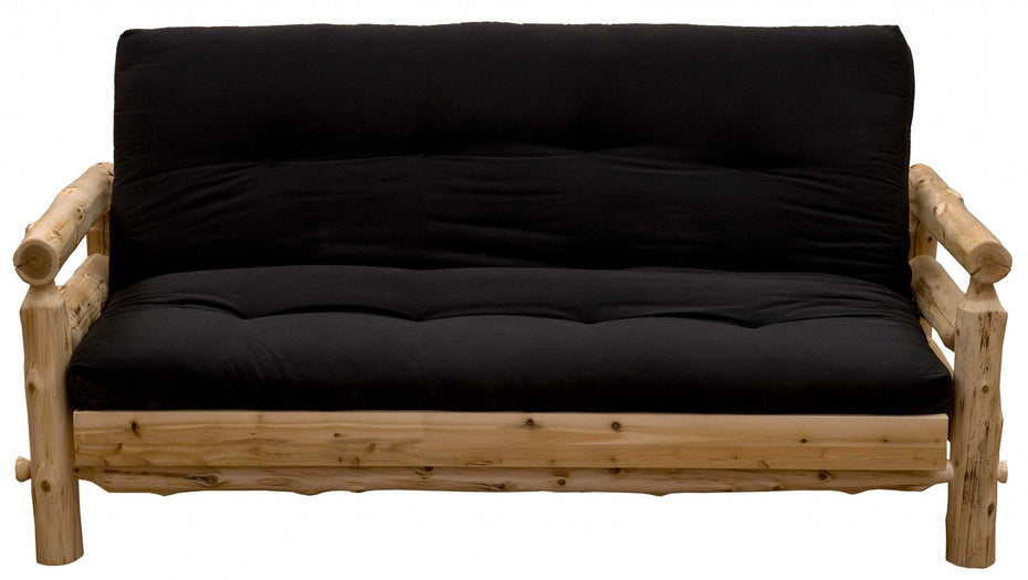 1 Cotton Sleeper Sleeper Sofa With Wood Brown Legs - Black