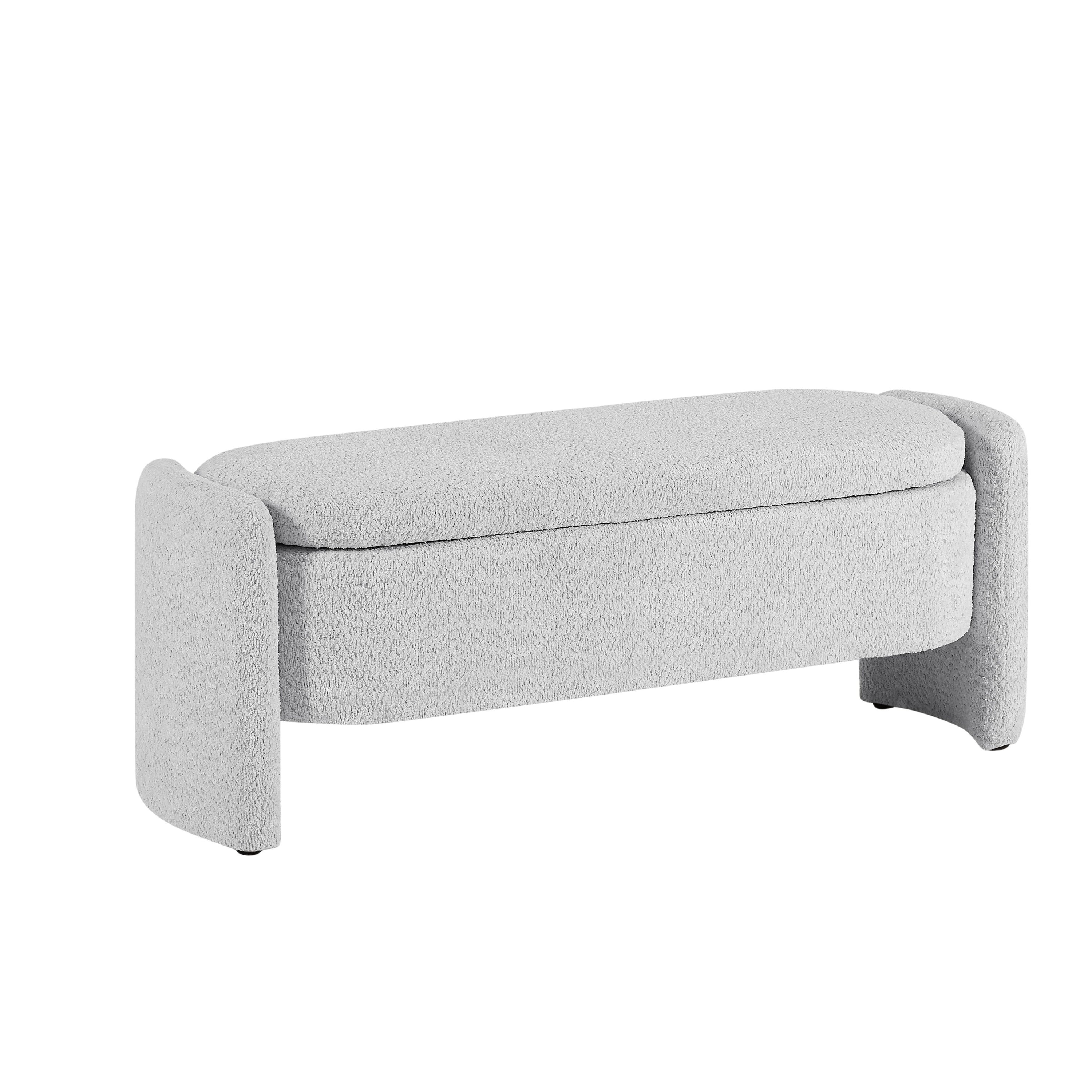 Ottoman Oval Storage Bench, 3D Lamb Fleece Bench With Large Storage Space For The Living Room, Entryway And Bedroom