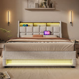 Upholstered Platform Bed With A Hydraulic Storage System, LED And USB Charging (Without Mattress)
