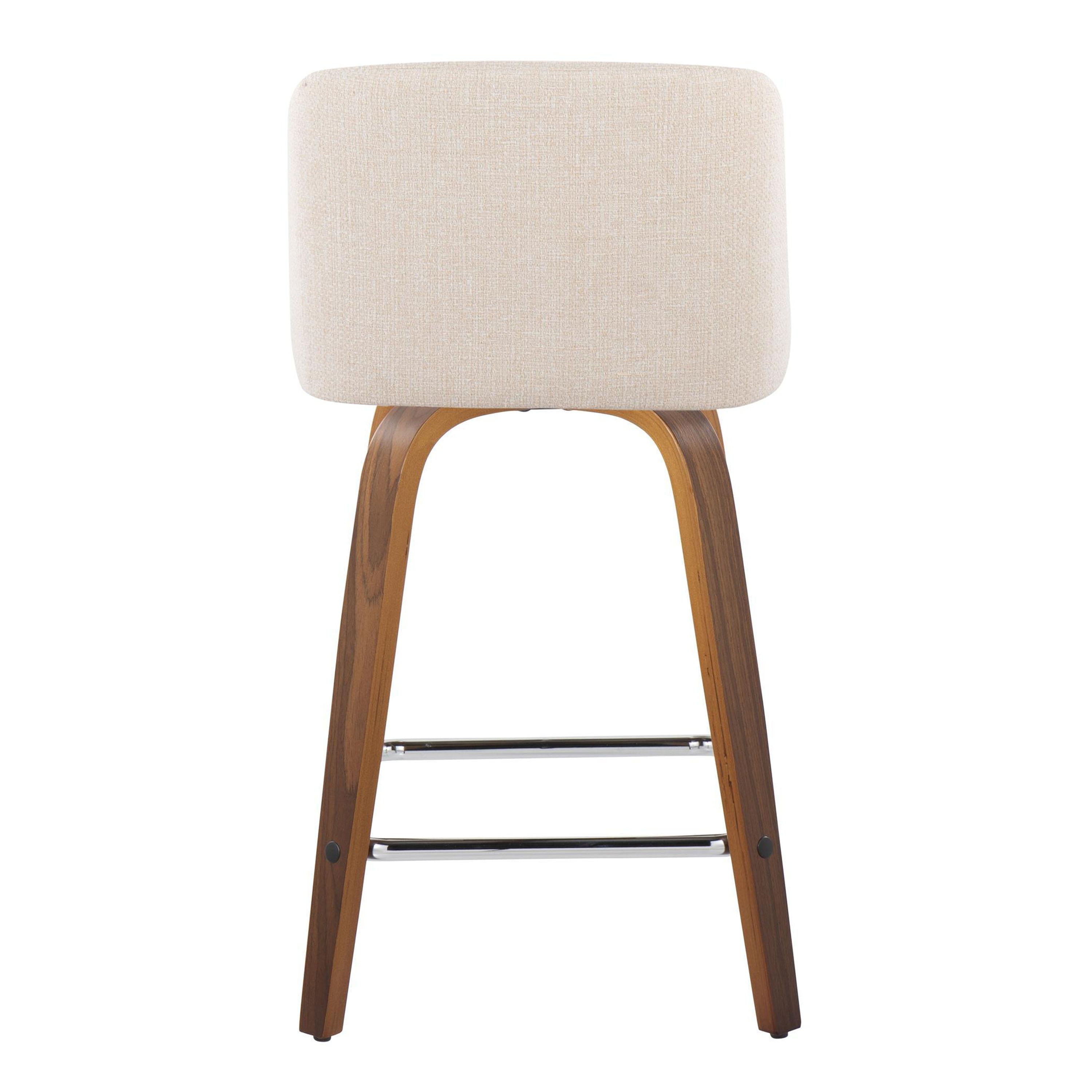 Toriano - Mid Century Modern Fixed Height Counter Stool With Swivel And Square Footrest (Set of 2)