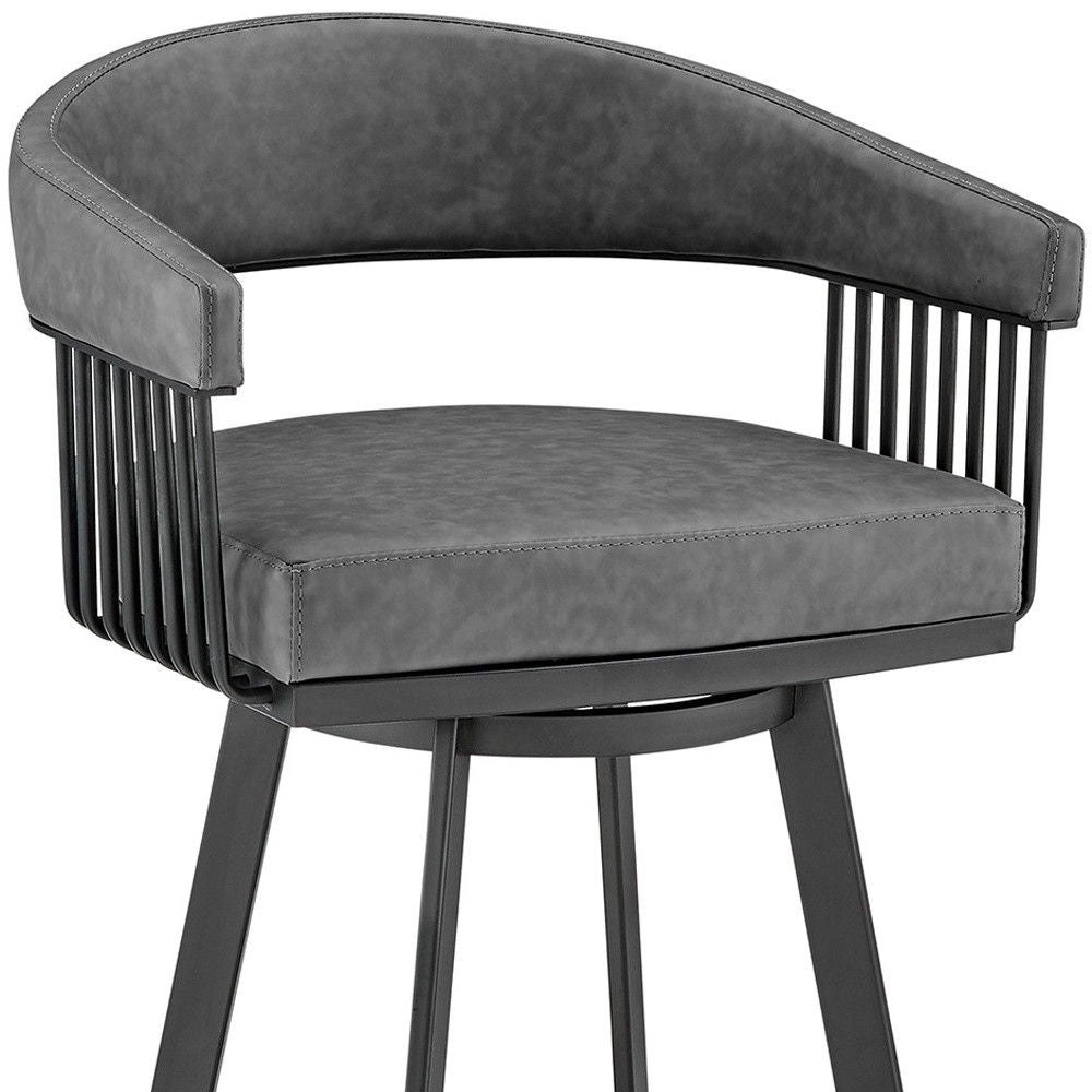 Swivel Low Back, Counter Height Bar Chair - Gray / Black