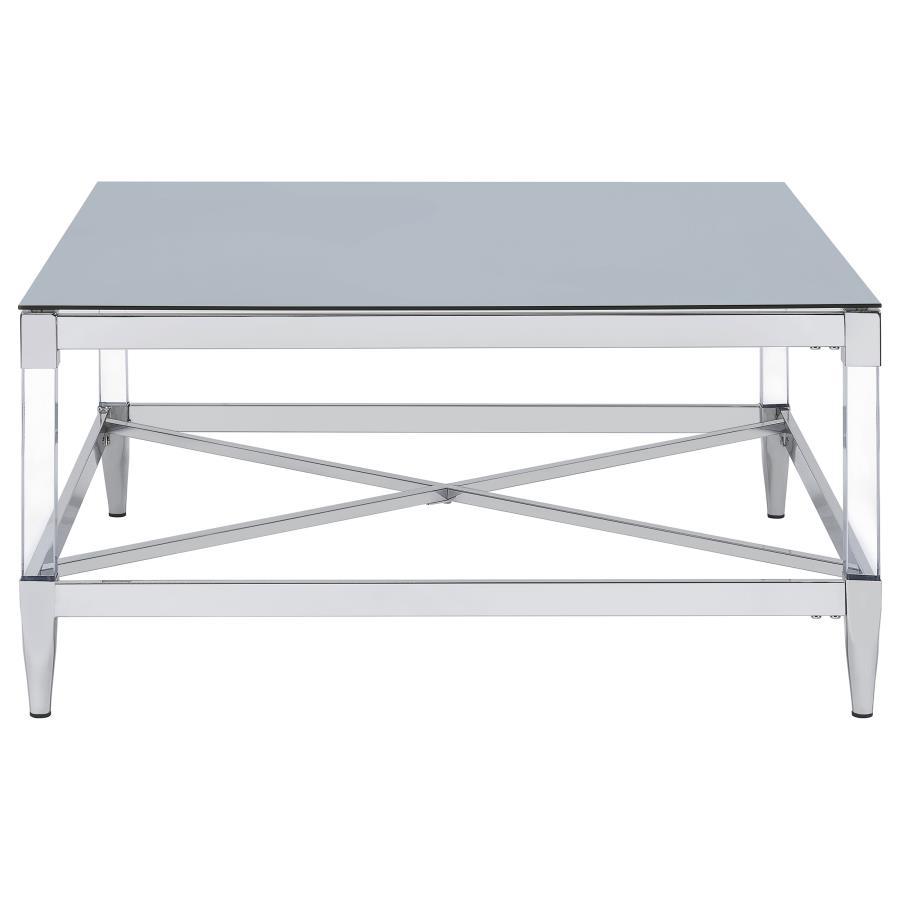 Lindley - Square Tempered Mirror Acrylic Coffee Table - Chrome