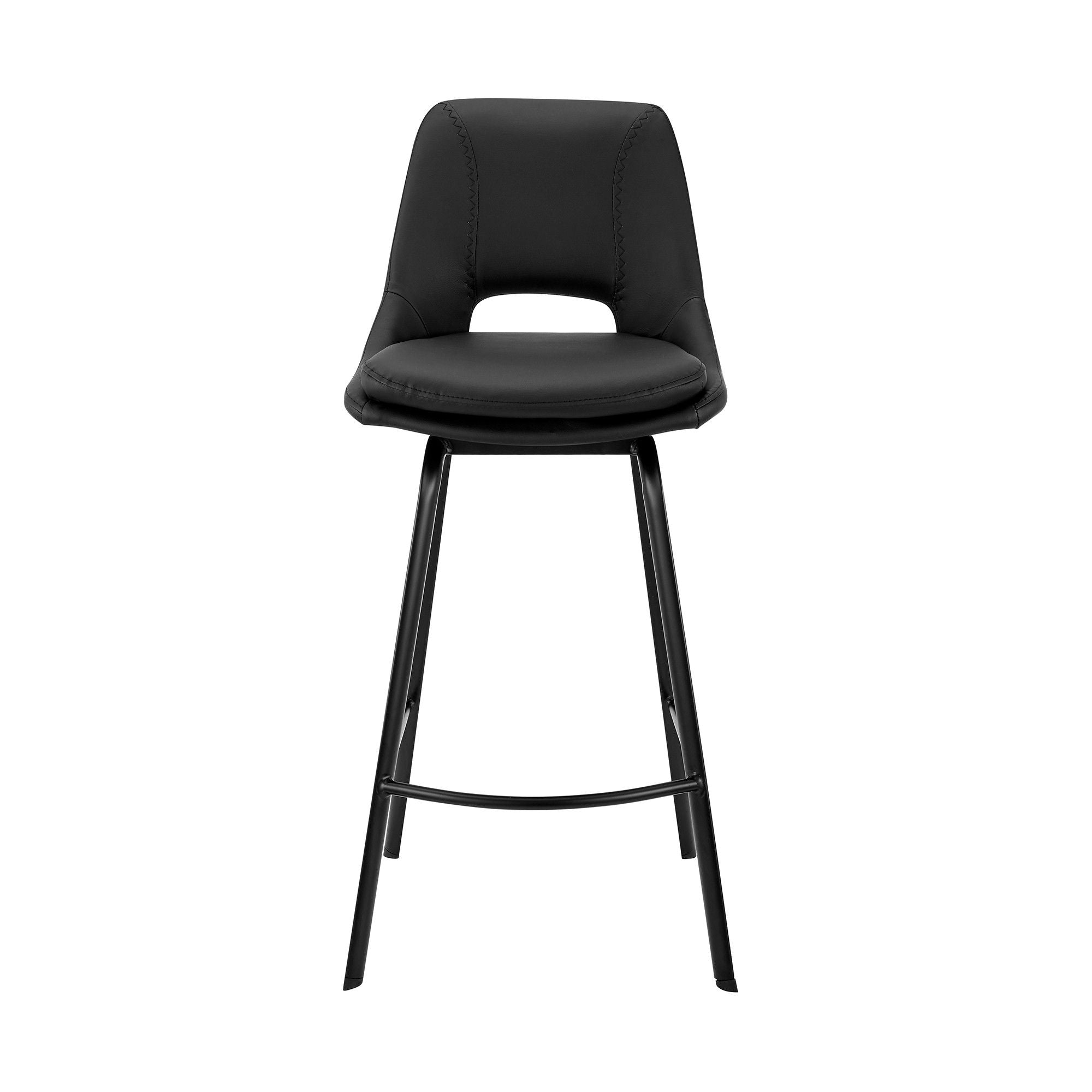 37" Swivel Low Back Counter Height Bar Chair - Black