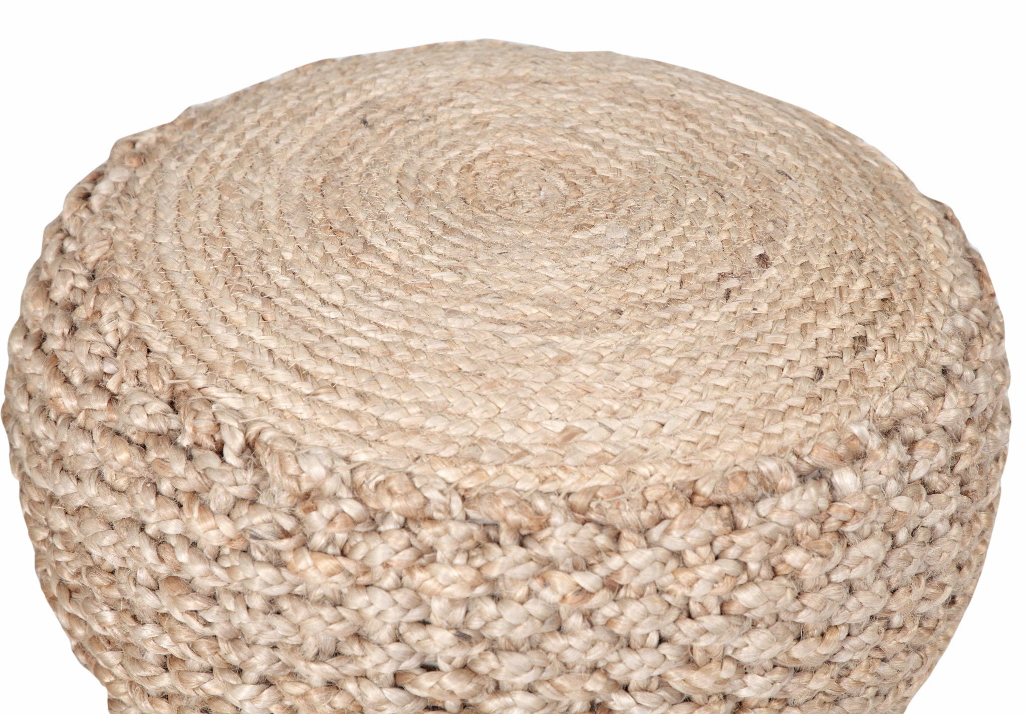 Jute Round Ottoman - Tan