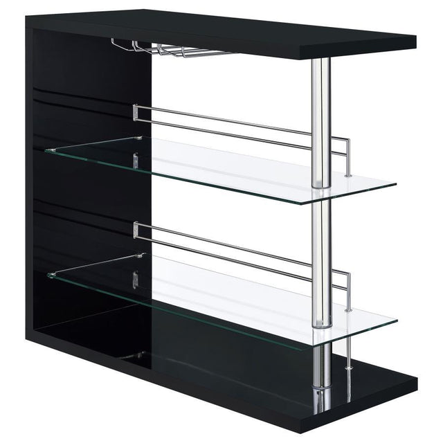 Prescott - Rectangular 2-Shelf Bar Unit Black by CoasterEssence | Bel Furniture