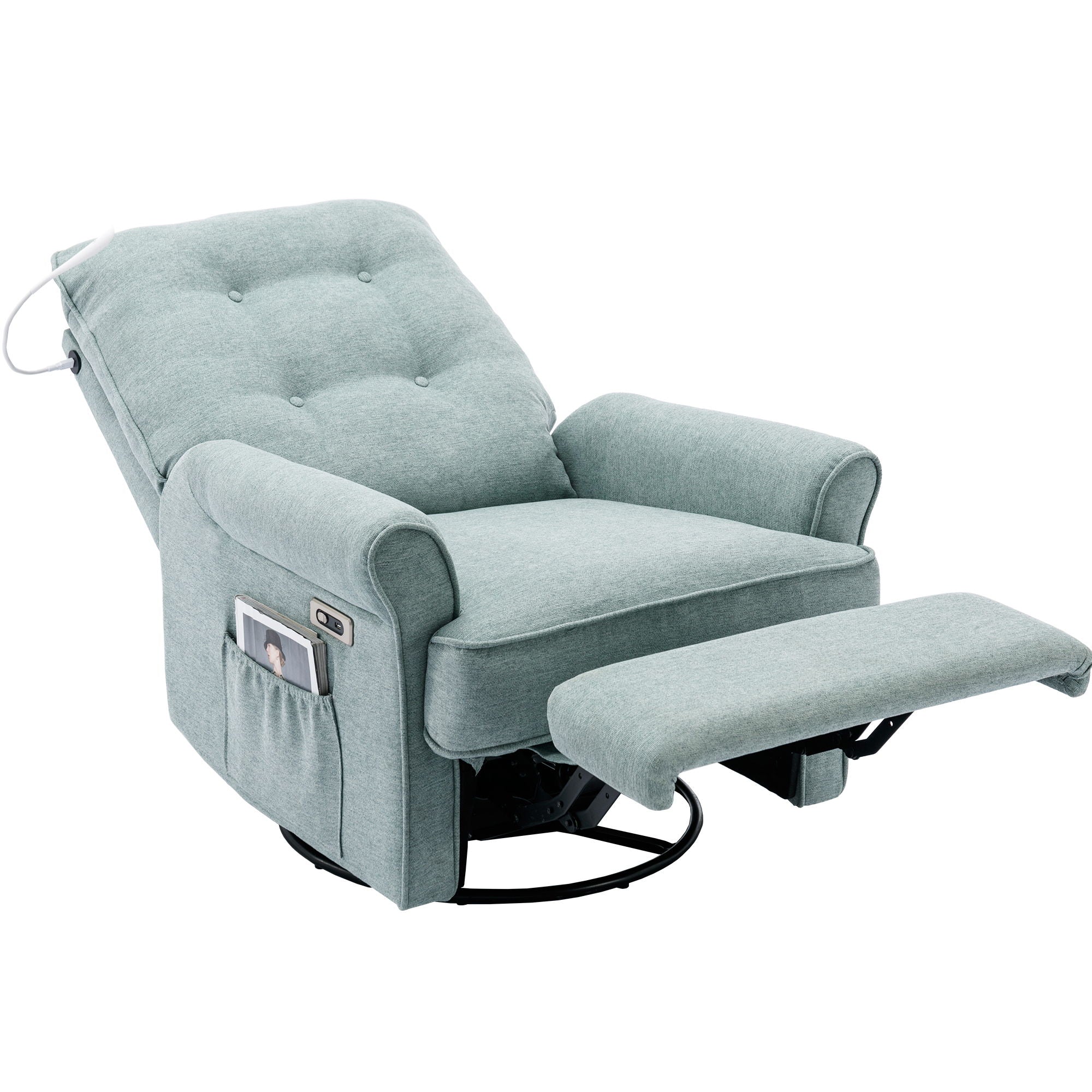 Reclining Chair 270 Degree Swivel Recliner Chairs With USB Port, Side Pocket And Touch Sensitive Lamp For Living Room, Bedroom