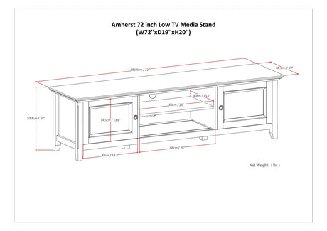 Amherst - Low TV Media Stand - Hickory Brown by Simpli-Home | Bel Furniture