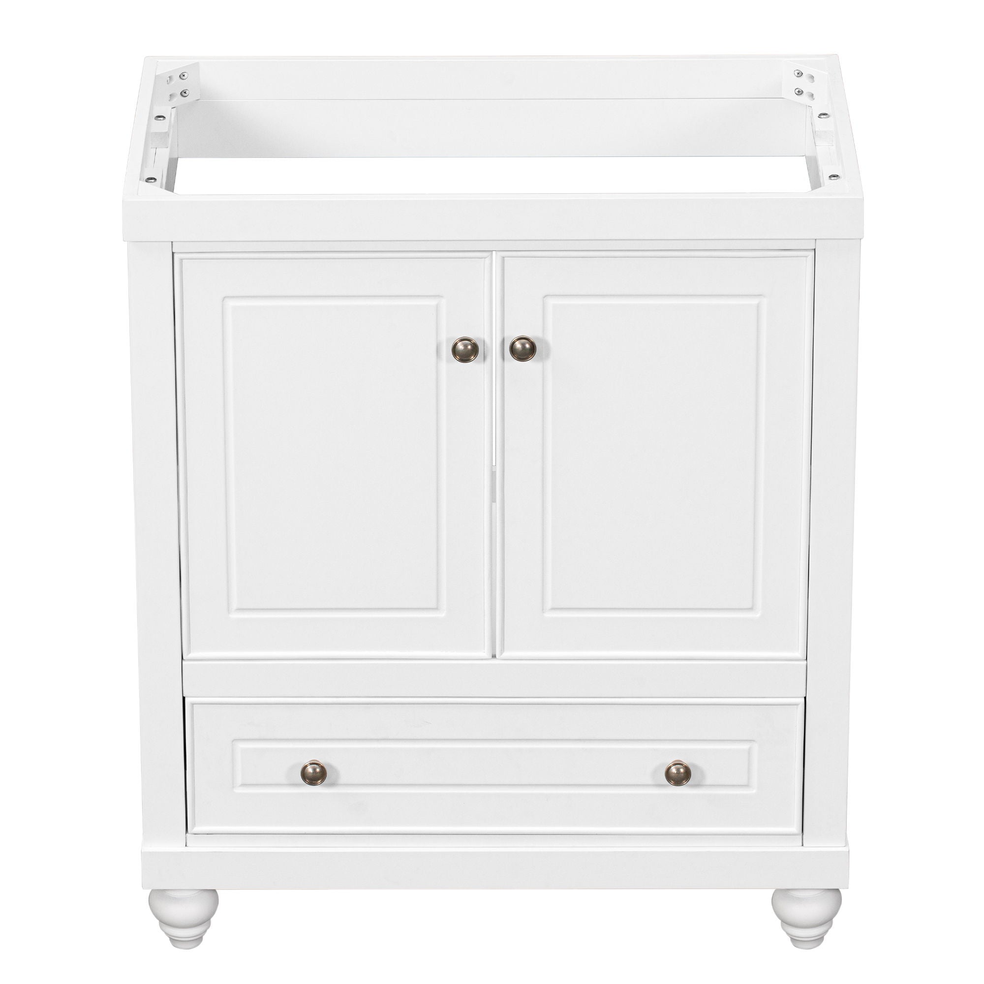 Bathroom Vanity Without Sink, Base Only, Cabinet With Doors And Drawer, Solid Frame And MDF Board - White