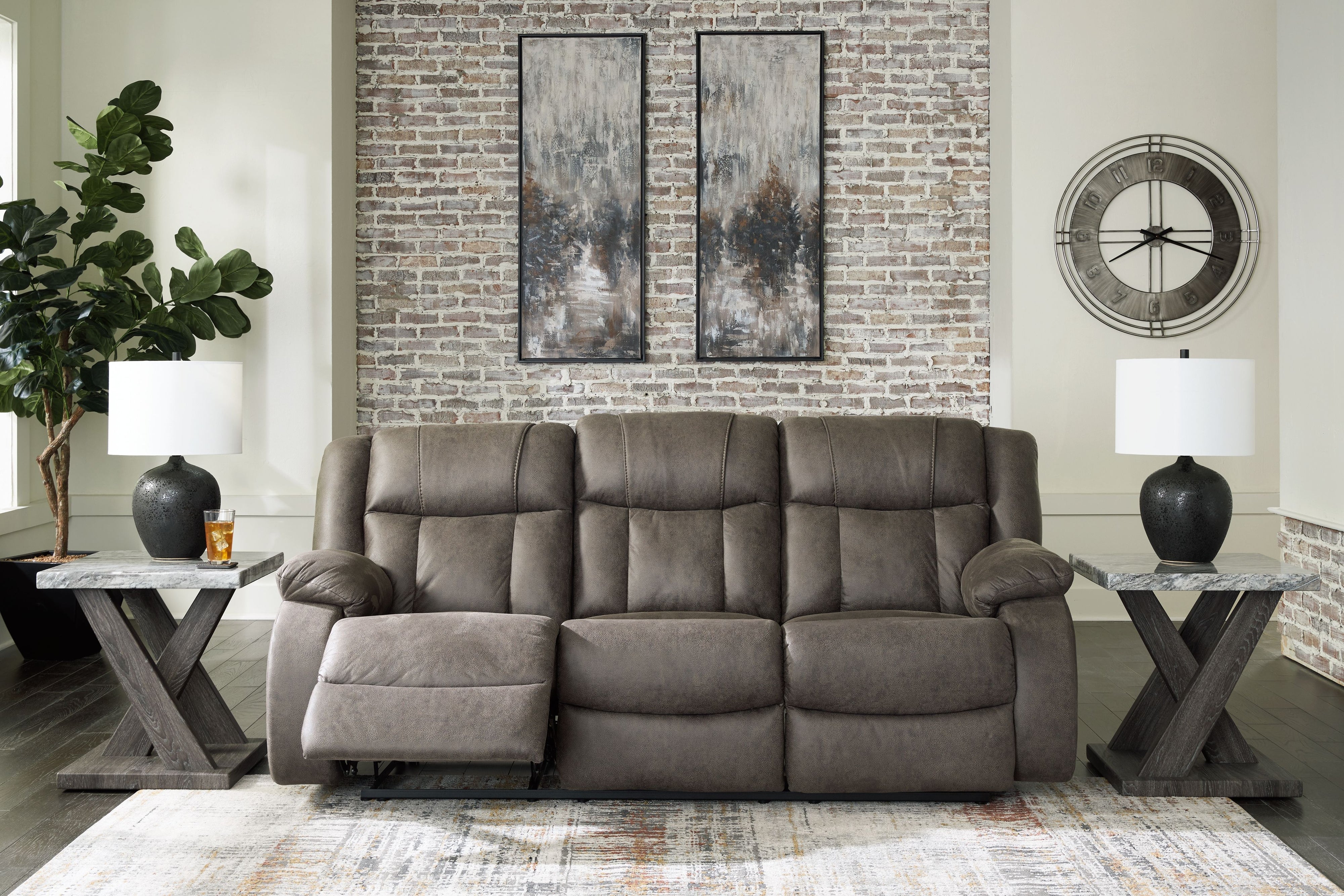 First Base - Gunmetal - Reclining Sofa