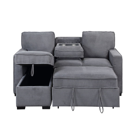 Territory - Pull Out Sofa Bed With Design - Dark Gray - view 11