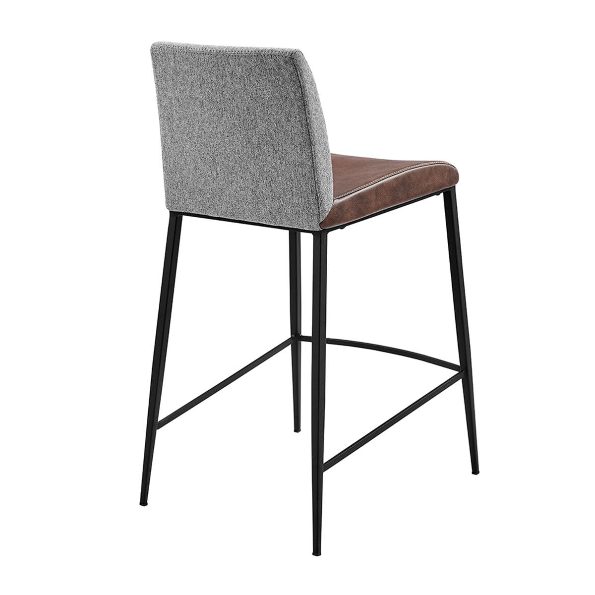 Steel Low Back Counter Height Bar Chairs (Set of 2) - Brown / Black