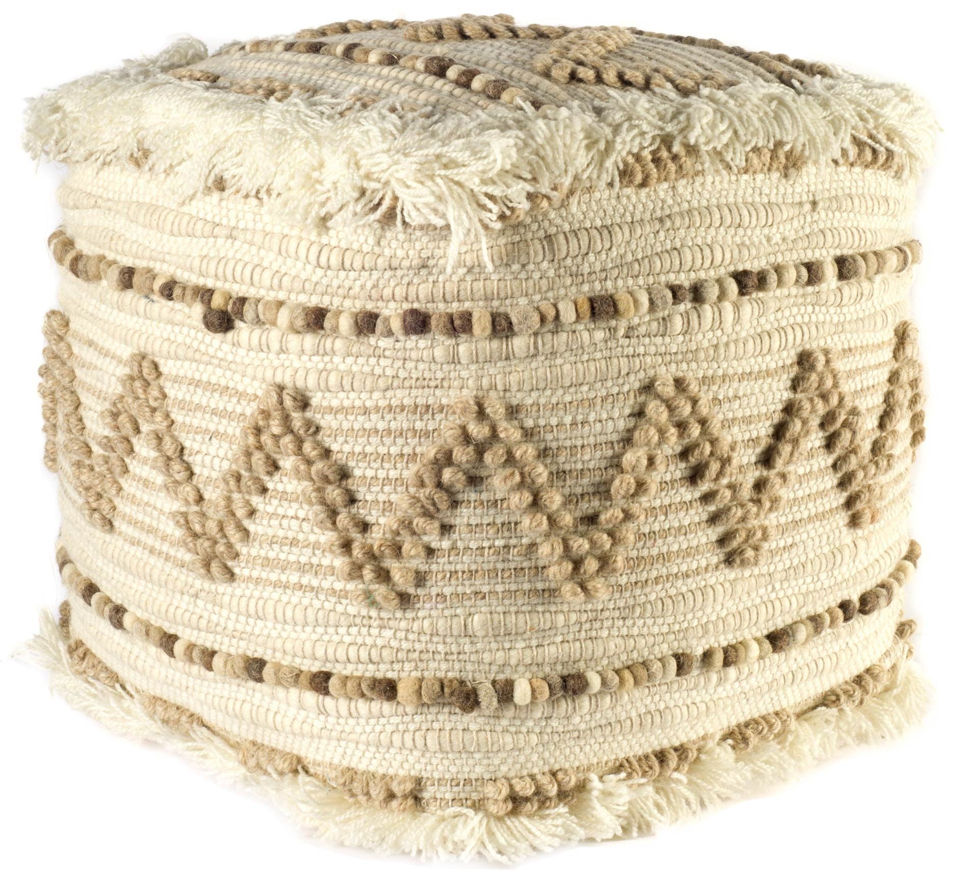 Cotton Blend Ottoman - Beige