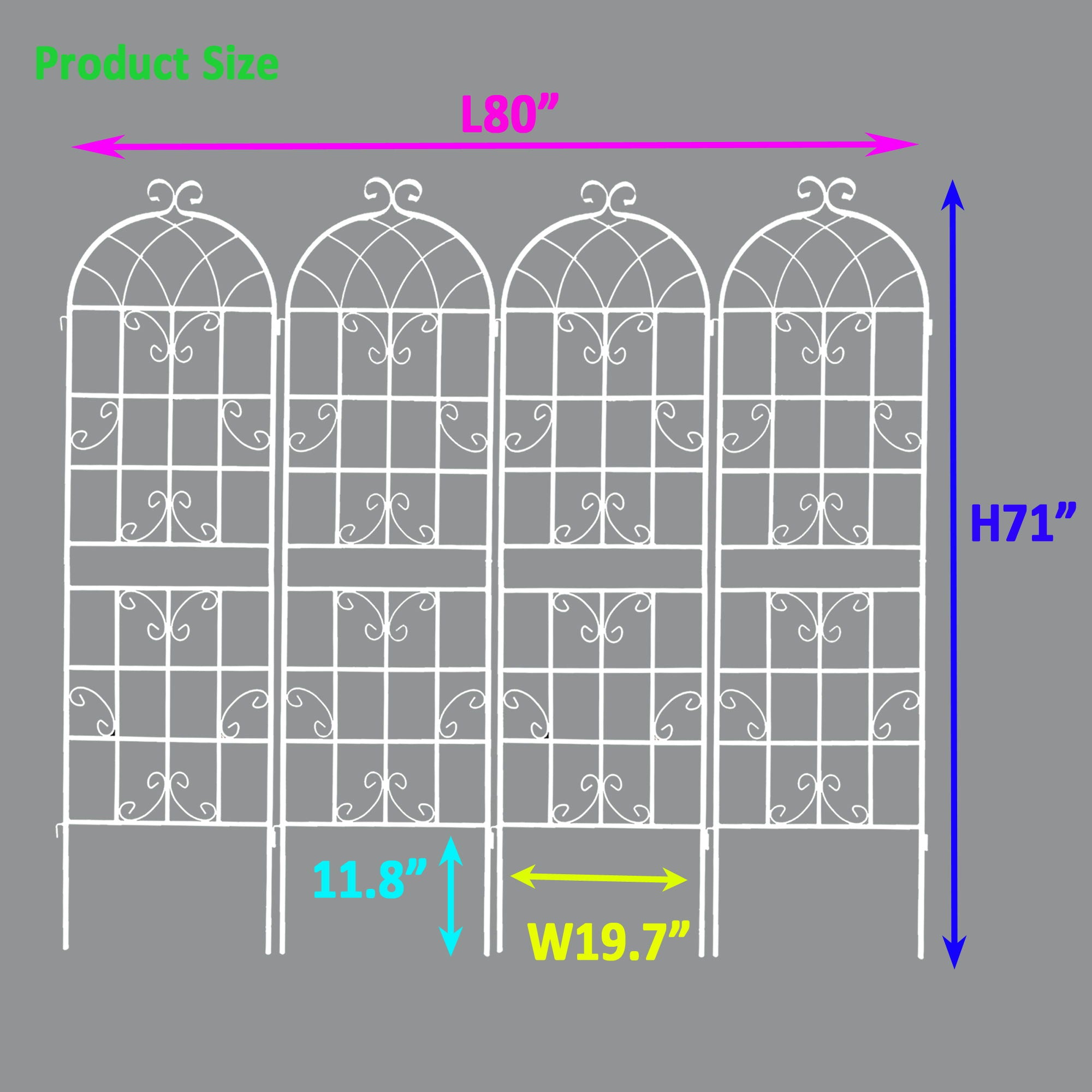 Metal Garden Rustproof Trellis For Climbing Plants Outdoor Flower Support